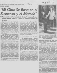 Mi obra se basa en el suspenso y el misterio": [entrevista]