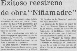 Exitoso reestreno de obra "Niñamadre".