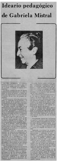 Ideario pedagógico de Gabriela Mistral.