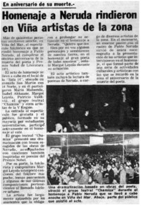 Homenaje a Neruda rindieron en Viña artistas de la zona.