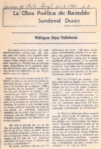 La obra poética de Reinaldo Sandoval Durán