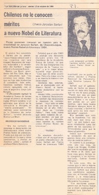 Chilenos no le conocen méritos a nuevo Nobel de Literatura