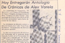 Hoy entregarán antología de crónicas de Alex Barela