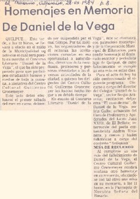 Homenajes en memoria de Daniel de la Vega.