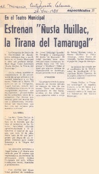 Estrenan "Ñusta Huillac", la Tirana del Tamarugal".