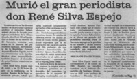 Murió gran periodista don René Silva Espejo