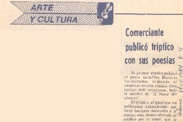 Comerciante publicó tríptico con sus poesías.