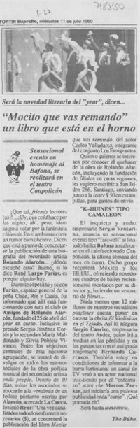 "Mocito que vas remando" un libro que está en el horno