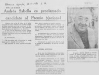 Andrés Sabella es proclamado candidato al Premio Nacional.