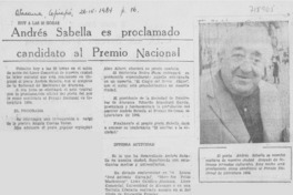 Andrés Sabella es proclamado candidato al Premio Nacional.