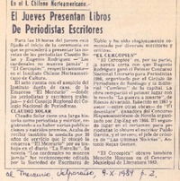 El jueves presentan libros de periodistas escritores.