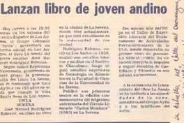 Lanzan libro de joven andino.