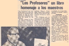 Los profesores" un libro homenaje a los maestros.