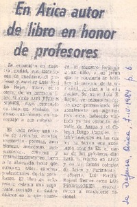 En Arica autor de libro en honor de profesores.