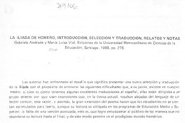 La Ilíada de Homero, introducción, selección y traducción, relatos y notas