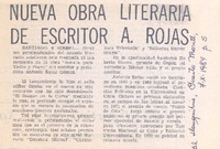 Nueva obra literaria de escritor A. Rojas.