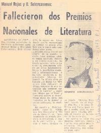 Fallecieron dos Premios Nacionales de Literatura.
