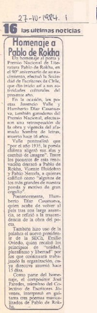 Homenaje a Pablo de Rokha.
