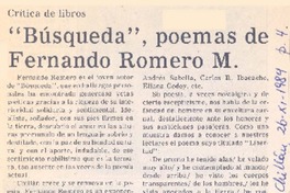 Búsqueda", poemas de Fernando Romero M.