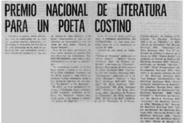 Premio Nacional de Literatura para un poeta costino