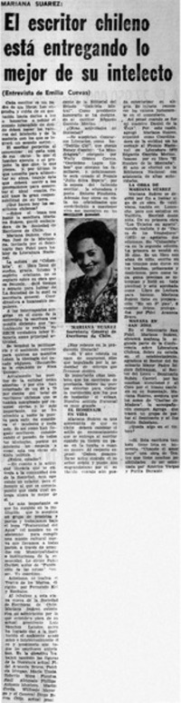 El escritor chileno está entregando lo mejor de su intelecto : [entrevistas]