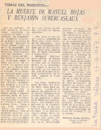 La muerte de Manuel Rojas y Benjamín Subercaseaux
