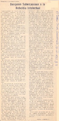 Benjamín Subercaseaux o la rebeldía intelectual