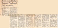 Hernán del Solar, Premio Nacional de Literatura.