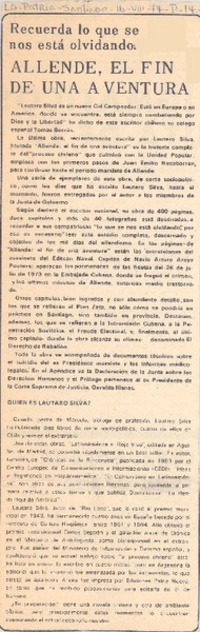 Allende, el fin de una aventura.