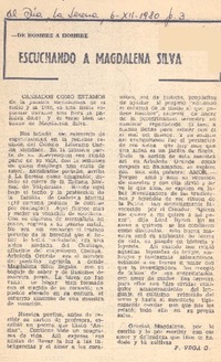 Escuchando a Magdalena Silva