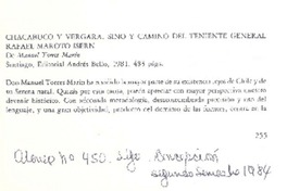 Chacabuco y Vergara. Sino y camino del teniente general Rafael Moroto Isern