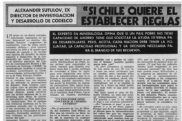 "Si Chile quiere el credito internacional debe establecer reglas claras sobre indemnizaciones" : [entrevistas]