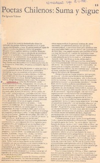 Poetas chilenos: suma y sigue