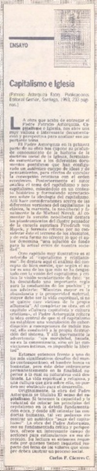 Capitalismo e iglesia