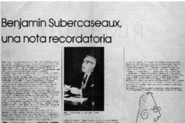 Benjamín Subercaseaux, una nota recordatoria