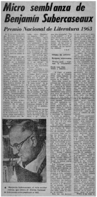 Micro semblanza de Benjamín Subercaseaux