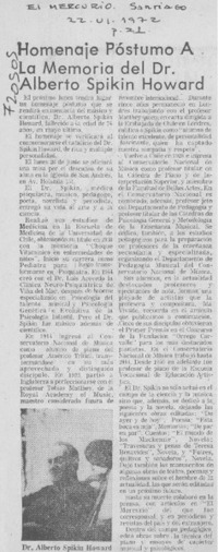 Homenaje póstumo a la memoria del Dr. Alberto Spikin Howard.