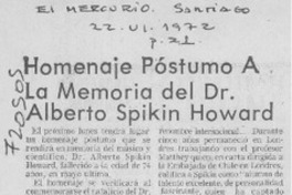 Homenaje póstumo a la memoria del Dr. Alberto Spikin Howard.