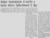 Amigos homenajearon al escritor y doctor Alberto Spikin-Howard, el Dgo.