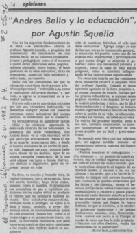 Andrés Bello y la educación", por Agustín Squella