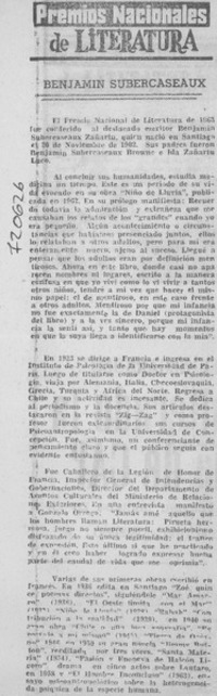Benjamín Subercaseaux.