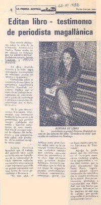 Editam libro-testimonio de periodista magallánica.