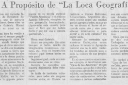 A propósito de "La loca geografía"
