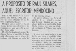 A propósito de Raúl Silanes, aquel escritor mendocino