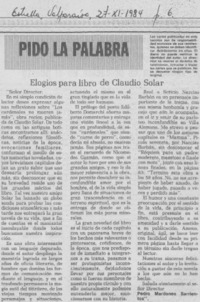 Elogios para libro de Claudio Solar