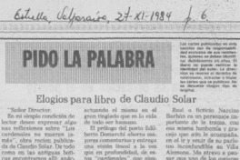 Elogios para libro de Claudio Solar