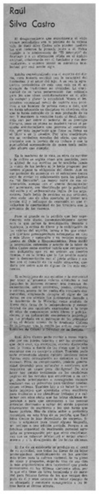Raúl Silva Castro.