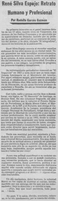 René Silva Espejo, retrato humano y profesional