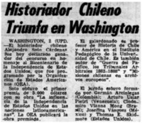 Historiador chileno triunfa en Washington.