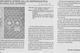 Encuesta sobre salud reproductiva en adultos jóvenes.